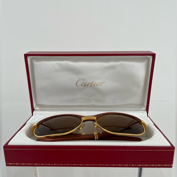 Mens Cartier Sunglasses - Wooded Frame - Picture 4 of 9